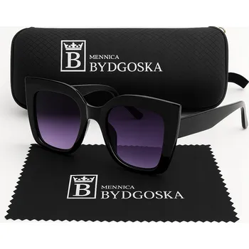 Sluneční brýle Sluneční brýle Mennica Bydgoska kočičí černé UV-400 s pouzdro