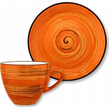 Šálek na čaj 300 ml s podšálkem 15 cm Wilmax porcelánový oranžový
