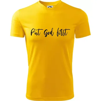 Chlapecké tričko Put God first psací nápis - Dětské triko sportovní (dresovina) - 134 cm/8 let ( Žlutá )