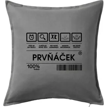 Polštář Čárový kód - prvňáček - Polštář 50x50 - 50x50 - Pouze potah ( Tmavě šedý melír )