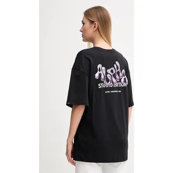 Bavlněné tričko Alpha Industries 156062.03 černá 99C, vel. XS