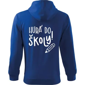 Pánská mikina Hurá do školy! - Mikina s kapucí na zip trendy zipper - XL ( Královská modrá )