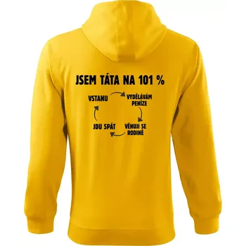 Pánská mikina Jsem táta na 101 procent - Mikina s kapucí na zip trendy zipper - 2XL ( Žlutá )