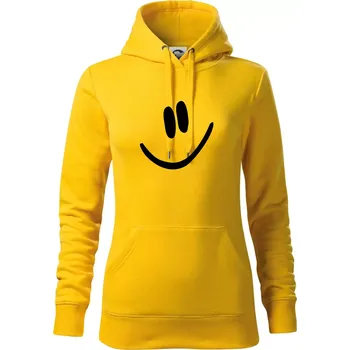 Dámská mikina Emoji bez obrysu - usměv - Mikina dámská Cape s kapucí - 2XL ( Žlutá )