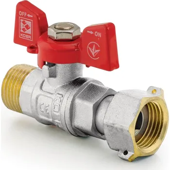 Ventil Koer Kulový kohout s převlečnou maticí, přímý, motýl,červený, KR.220 3/4"FM | KR.220 3/4"FM