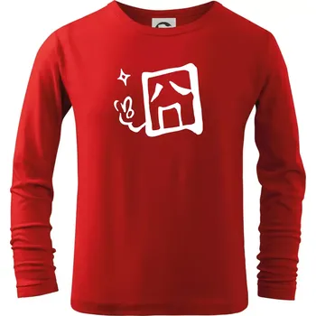 Chlapecké tričko Čínský symbol - smutný - Triko dětské Long Sleeve - 122 cm/6 let ( Červená )
