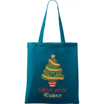 Moje první Vánoce stromek - Taška bavlněná - 42 x 38 cm ( Petrolejová )