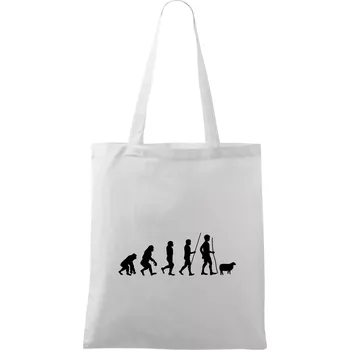 Nákupní taška Evoluce pastevec ovcí - Taška bavlněná - 42 x 38 cm ( Bílá )