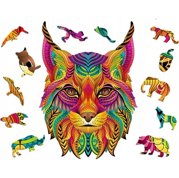 Obraz Puzzle Dřevěné Pro Dospělé Premium Rys XL