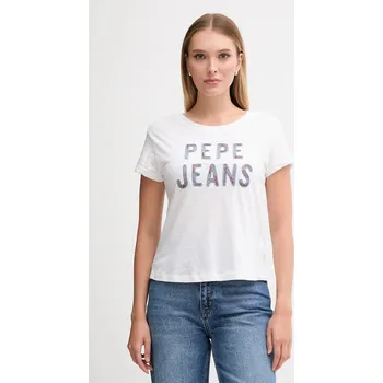 Dámské tričko Bavlněné tričko Pepe Jeans dámské, bílá barva, PL5000045 00X, vel. S
