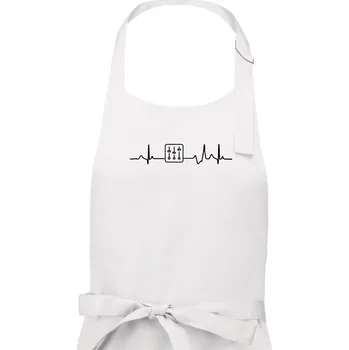 Kuchyňská zástěra Ekg zvukař - mixpult - Pánská zástěra na vaření - Univerzální velikost ( Bílá )