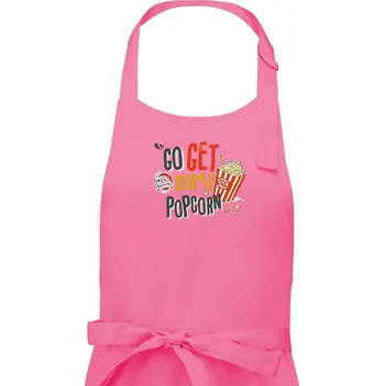 Kuchyňská zástěra Go get some popcorn - Dámská zástěra na vaření - Univerzální velikost ( Růžová )