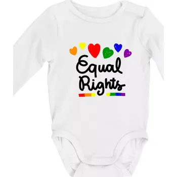 Equal Rights - srdíčka - Body kojenecké s dlouhým rukávem - Dlouhý r. 3-6 měs ( Bílá )