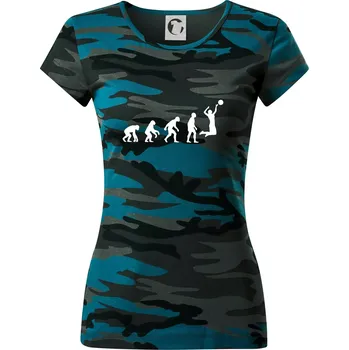Dámské oblečení Evoluce volejbal žena - Dámské maskáčové triko - M ( Petrolejová maskáč )