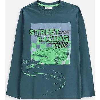 Dětské bavlněné tričko s dlouhým rukávem Coccodrillo zelená barva, s potiskem, EVERYDAY BOY A ZC5143101VBA 67X, vel. 128