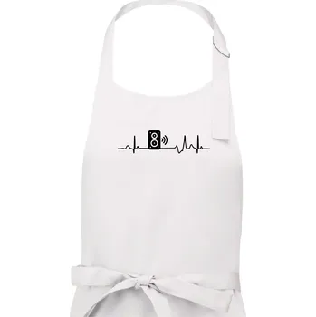 Kuchyňská zástěra Ekg reprobedna - Pánská zástěra na vaření - Univerzální velikost ( Bílá )