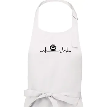 Kuchyňská zástěra Ekg osvětlovač - robo hlava - Pánská zástěra na vaření - Univerzální velikost ( Bílá )
