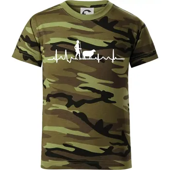 Chlapecké tričko Ekg pastevec ovcí - Dětské maskáčové triko - 122 cm/6 let ( Zelený maskáč )