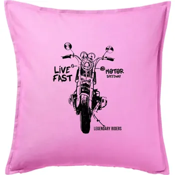 Polštář Motorka kresba live fast - Polštář 50x50 - 50x50 - Pouze potah ( Růžová )