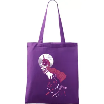 Drsný jednorožec (Pecka design) - Taška bavlněná - 42 x 38 cm ( Fialová )