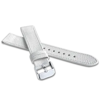 Řemínek na hodinky MINET Bílý řemínek LIZARD se vzorem ještěrky z luxusní kůže Top Grain - 14 LSAFW14