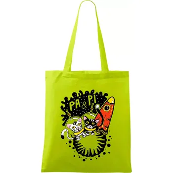 Pá a Pi z kočičí planety (Pecka Design) - Taška bavlněná - 42 x 38 cm ( Limetková )