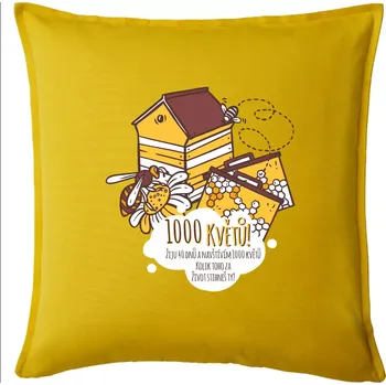 Polštář Včela - 1000 květů - Polštář 50x50 - 50x50 - Pouze potah ( Žlutá )
