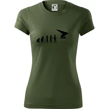 Dámské tričko Evoluce rogalo - Dámské Fantasy sportovní (dresovina) - 2XL ( Khaki )