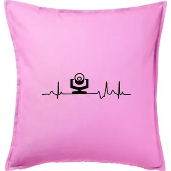 Polštář Ekg osvětlovač - robo hlava - Polštář 50x50 - 50x50 - Pouze potah ( Růžová )