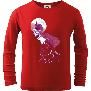 Chlapecké tričko Drsný jednorožec (Pecka design) - Triko dětské Long Sleeve - 122 cm/6 let ( Červená )