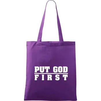 Put God first tlustý nápis - Taška bavlněná - 42 x 38 cm ( Fialová )