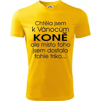 Chlapecké tričko Chtěla jsem k Vánocům koně - Dětské triko sportovní (dresovina) - 134 cm/8 let ( Žlutá )