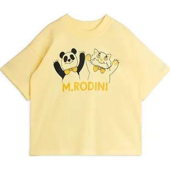 Dětské bavlněné tričko Mini Rodini Panda & cat 25720137 žlutá 10X, vel. 80-86