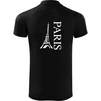 Pánská košile Paris nápis Eiffelovka na výšku - Polokošile Victory sportovní (dresovina) - 3XL ( Černá )