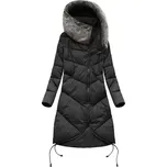 Černá dlouhá zimní bunda s kapucí (7755BIG) odstíny černé 48
