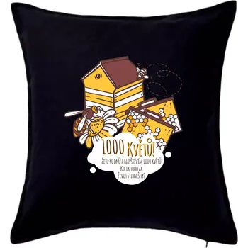 Polštář Včela - 1000 květů - Polštář 50x50 - 50x50 - Pouze potah ( Černá )