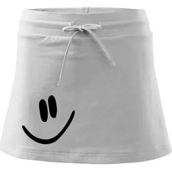Dámská sukně Emoji bez obrysu - usměv - Sportovní sukně - two in one - L ( Bílá )