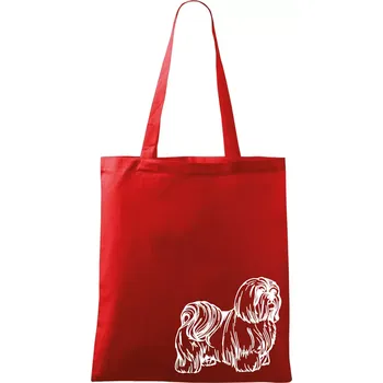 Nákupní taška Shih-tzu - chlupatý - Taška bavlněná - 42 x 38 cm ( Červená )