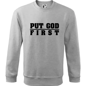 Put God first tlustý nápis - Mikina Essential dětská - 146 cm/10 let ( Světlešedý Melír )