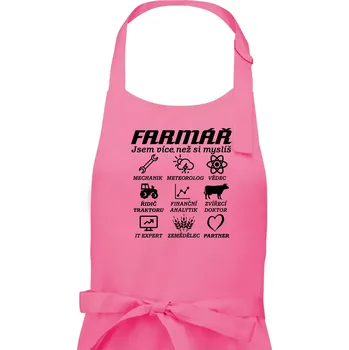 Kuchyňská zástěra Symboly farmář - Traktorista a partner - Pánská zástěra na vaření - Univerzální velikost ( Růžová )