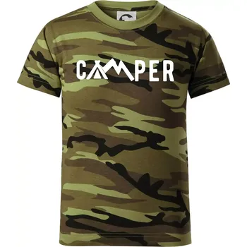 Camper nápis - Dětské maskáčové triko - 122 cm/6 let ( Zelený maskáč )