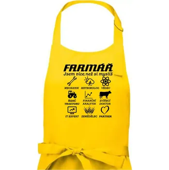 Kuchyňská zástěra Symboly farmář - Traktorista a partner - Pánská zástěra na vaření - Univerzální velikost ( Žlutá )