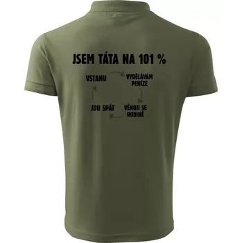 Pánská košile Jsem táta na 101 procent - Polokošile pánská Pique Polo 203 - 4XL ( Khaki )
