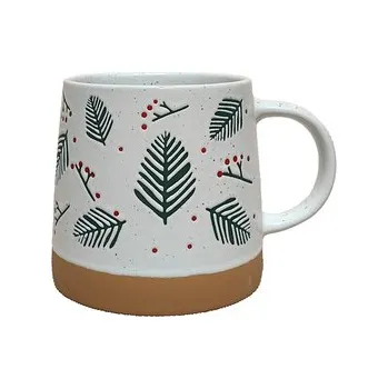 Kameninový hrnek - Borové větvičky a bobule - vánoční