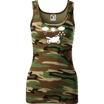 Dámské tričko Motorkář za každého počasí - silnice - Dámské Maskáčové tílko - M ( Hnědý maskáč )