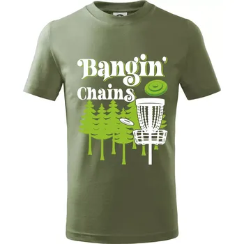 Bangin chains disc golf - Tričko dětské bavlněné - 122 cm/6 let ( Khaki )