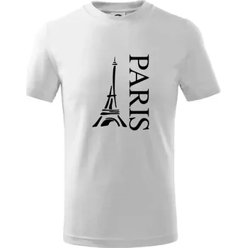 Paris nápis Eiffelovka na výšku - Tričko dětské bavlněné - 98 cm / 2 roky ( Bílá )