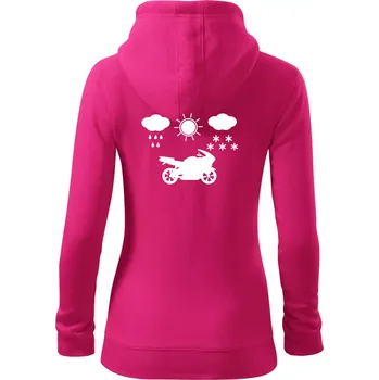 Dámská mikina Motorkář za každého počasí - silnice - Dámská mikina trendy zipper s kapucí - M ( Purpurová )