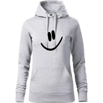 Dámská mikina Emoji bez obrysu - usměv - Mikina dámská Cape s kapucí - 2XL ( Světlešedý Melír )