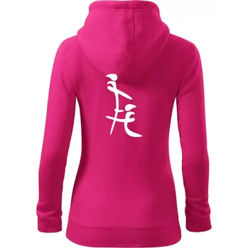 Dámská mikina Čínský znak - Dámská mikina trendy zipper s kapucí - L ( Purpurová )